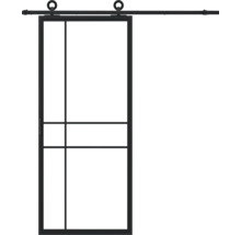 Porte coulissante en verre avec cadre en acier
