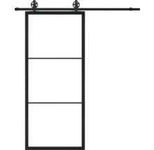Porte coulissante avec trois panneaux et ferrures