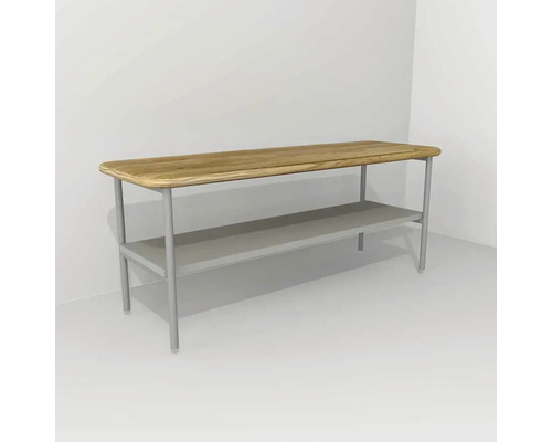 Banc avec 1 tablette Devo Oval lxhxp 100x39.6x35 cm light grey/natural oak wood/grey