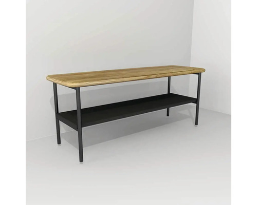 Banc avec 1 tablette Devo Oval lxhxp 100x39.6x35 cm diamond grey/natural oak wood/black