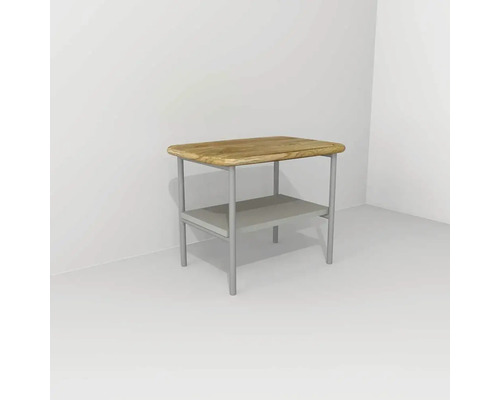 Tabouret avec 1 tablette Devo Oval lxhxp 50x39.6x35 cm light grey/natural oak wood/grey