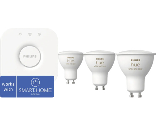 Ampoules à réflecteur Philips Hue 3 x GU10 avec passerelle compatible avec SMART HOME by hornbach