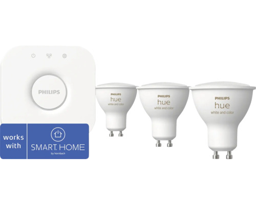 Ampoules à réflecteur Philips Hue 3 x GU10 avec passerelle compatible avec  SMART HOME by hornbach - HORNBACH