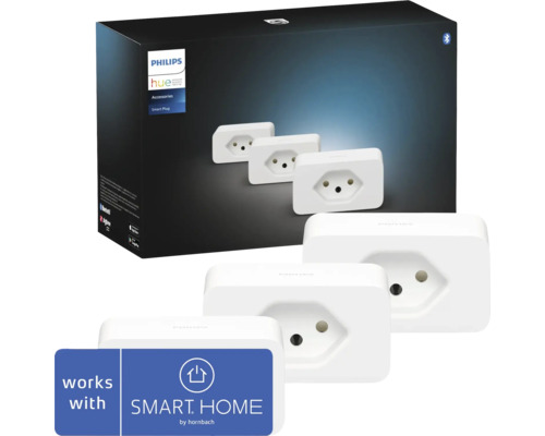 3 connecteurs intermédiaires Philips Hue Smart Plug pour tous les luminaires blanc Compatible avec SMART HOME by hornbach