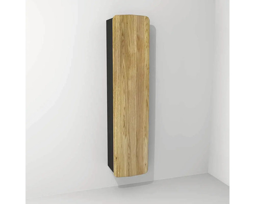 Armoire haute suspendue avec 1 porte Devo Oval droite lxhxp 34x165x33 cm diamond grey/natural oak wood/black