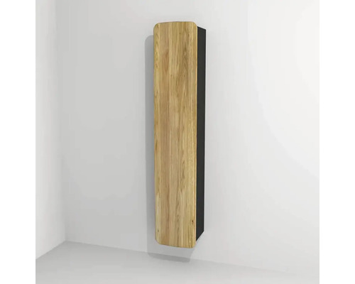 Armoire haute suspendue avec 1 porte Devo Oval gauche lxhxp 34x165x33 cm diamond grey/natural oak wood/black