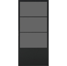 Porte vitrée avec trois panneaux de verre et base fermée