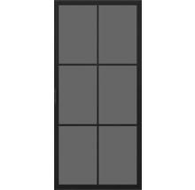 Porte coulissante avec six champs et insert en verre