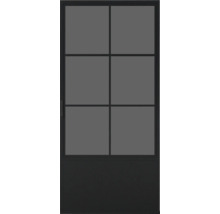 Porte intérieure avec six panneaux de verre dans la partie supérieure et une surface fermée dans la partie inférieure