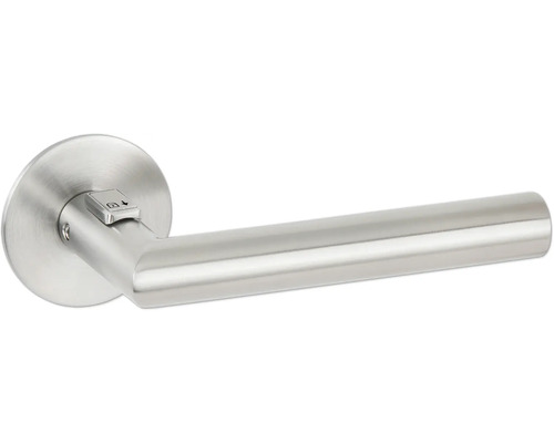Hermat Paire de poignées Basic 02 Fastlock sur rosace plate ronde DIN droite inox mat