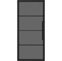 Porte vitrée avec trois traverses et poignée