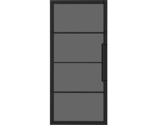 Porte vitrée avec trois traverses et poignée