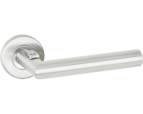 Hermat Paire de poussoirs Basic 02 Fastlock sur rosace haute ronde tirant droite acier inoxydable mat