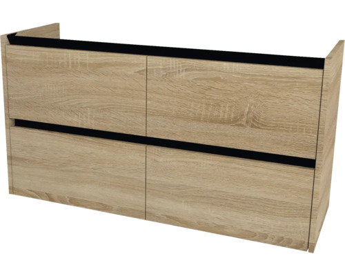 Meuble sous vasque Devo Etna 2.0 lxhxp 118x64x40 cm natural bardolino oak Meuble sous-lavabo avec deux tiroirs et structure en bois