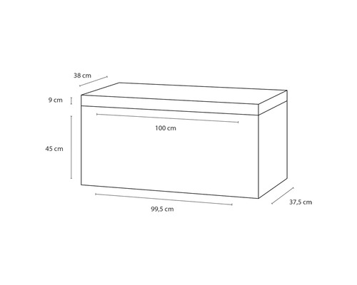 Abmessungen einer Aufbewahrungsbox