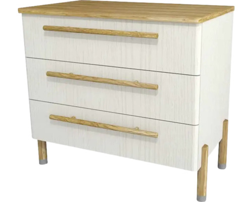 Waschtischunterschrank mit 3 Schubladen Devo Sonet BxHxT 84x75x49 cm structure white/natural oak wood/grey