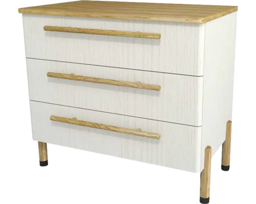 Waschtischunterschrank mit 3 Schubladen Devo Sonet BxHxT 84x75x49 cm structure white/natural oak wood/black