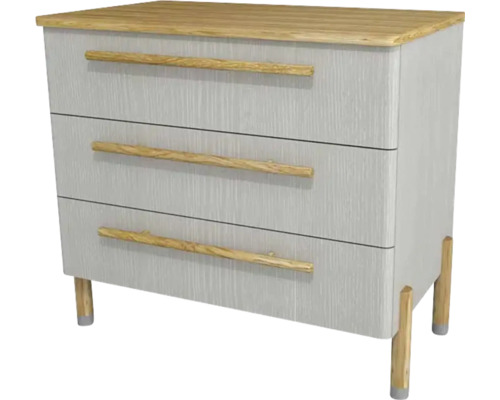 Waschtischunterschrank mit 3 Schubladen Devo Sonet BxHxT 84x75x49 cm structure light grey/natural oak wood/grey