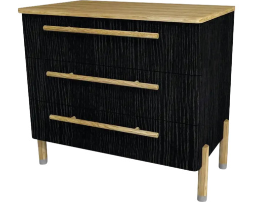 Waschtischunterschrank mit 3 Schubladen Devo Sonet BxHxT 84x75x49 cm structure graphit/natural oak wood/grey