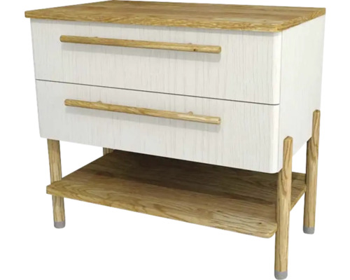 Waschtischunterschrank mit 2 Schubladen Devo Sonet BxHxT 84x75x49 cm structure white/natural oak wood/grey