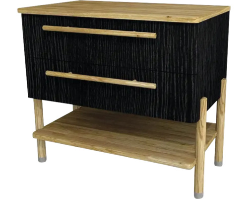 Waschtischunterschrank mit 2 Schubladen Devo Sonet BxHxT 84x75x49 cm structure graphit/natural oak wood/grey