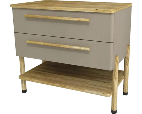 Waschtischunterschrank mit 2 Schubladen Devo Sonet BxHxT 84x75x49 cm structure dakar/natural oak wood/grey