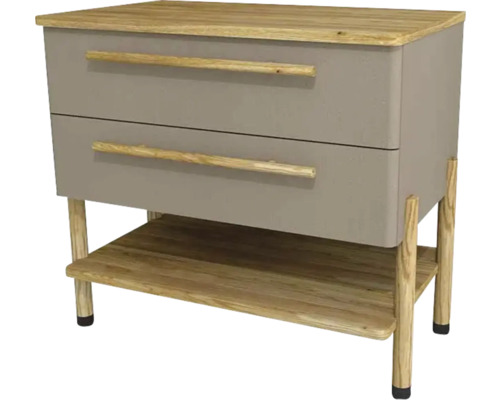 Waschtischunterschrank mit 2 Schubladen Devo Sonet BxHxT 84x75x49 cm structure dakar/natural oak wood/black