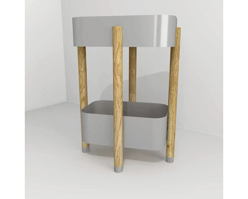 Étagère fixe Devo Sonet lxhxp 49x68x34 cm grey/natural oak wood/brushed steel Cache-pot avec pieds en bois