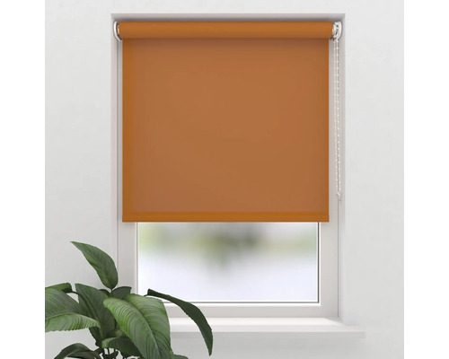 Orangefarbenes Rollo am Fenster