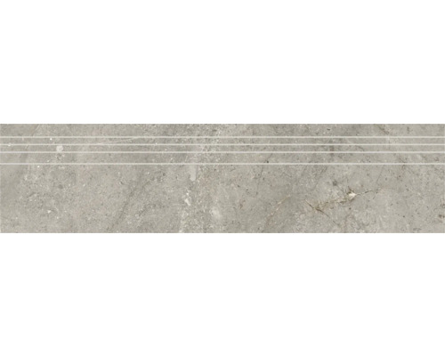 Marche d'escalier en grès cérame fin Anden Natural gris poli 29.5x120 cm