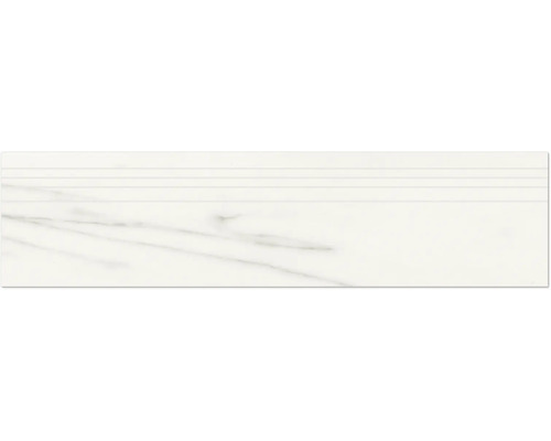 Feinsteinzeug Treppenstufe Macael white poliert grau 29.5x120 cm