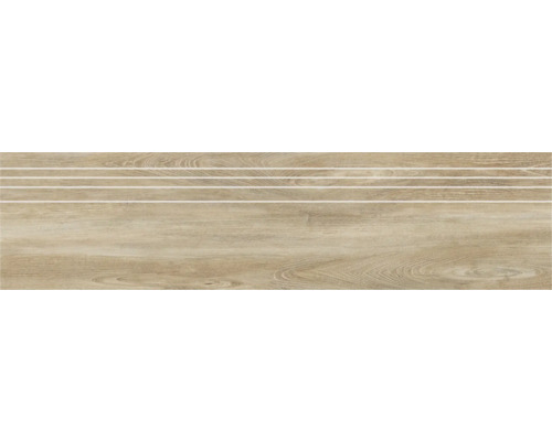 Feinsteinzeug Stufenfliese San Remo Teak 29.5x120 cm Fliese mit Holzoptik und Rillen