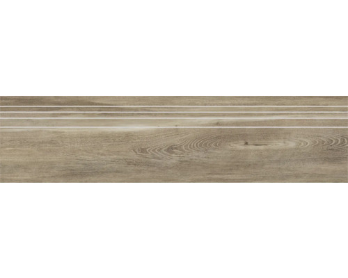 Feinsteinzeug Stufenfliese San Remo Walnut 29.5x120 cm Holzfliese mit Holzstruktur und drei Linien