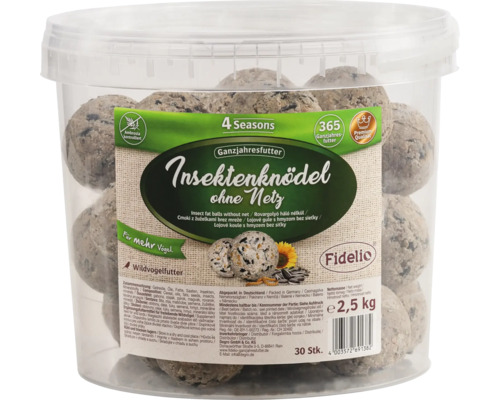 Fidelio Insektenknödel ohne Netz 30 Stück 2.5 kg Insektenknödel ohne Netz im Eimer für Wildvögel, 2,5 kg