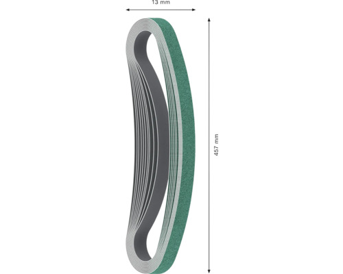 Bande abrasive de dimensions 457 mm de longueur et 13 mm de largeur