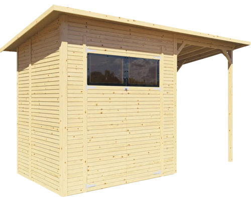 Abri de jardin en bois avec fenêtre et auvent