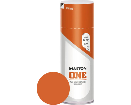 Maston Laque à pulvériser ONE brillant orange 400 ml Maston One peinture aérosol orange RAL 2004