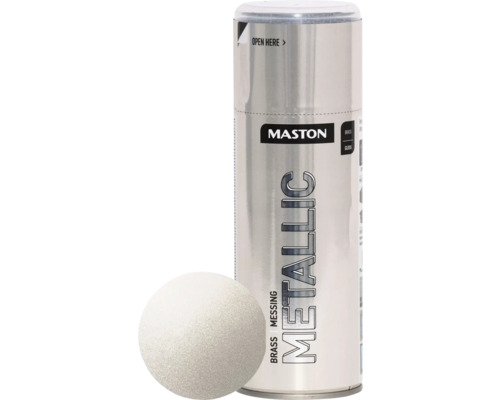 Maston Laque à pulvériser ACRYLIQUE metallic laiton 400 ml Maston aérosol de peinture métallique laiton avec échantillon de pulvérisation