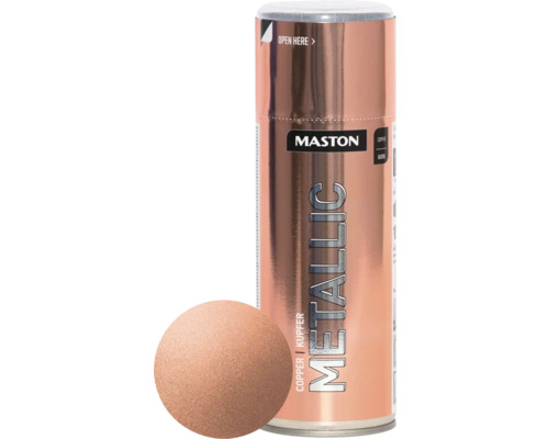 Maston Laque à pulvériser ACRYLIQUE metallic cuivre 400 ml Bombe de peinture cuivre Maston avec échantillon de couleur