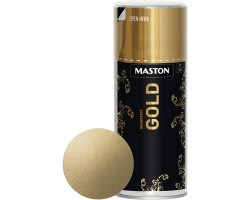 Maston Peinture aérosol effet déco or brillant 150 ml Peinture en aérosol Mastons, couleur or avec effet brillant