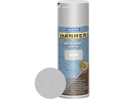 Maston Metallschutz Spray Hammer silber 400 ml Maston Hammer Metalllack Spraydose, Silber