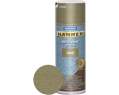 Maston Spray de protection pour métaux Hammer or 400 ml Maston Hammer peinture métallique en aérosol or