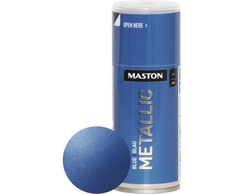 Maston Laque à pulvériser ACRYL metallic bleu azur 150 ml Bombe de peinture métallique bleue Maston avec échantillon de couleur