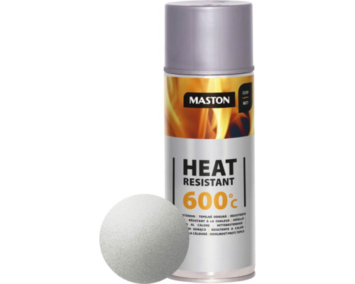 Maston Spray laque thermique résistant à la chaleur argent 400ml Spray résistant à la chaleur Mastodon, résistance à la température jusqu''à 600 degrés