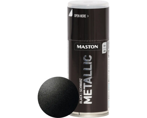 Maston Laque à pulvériser ACRYL metallic noir 150 ml Bombe aérosol noir métallisé Maston