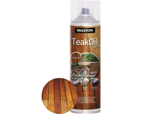 Maston Laque à pulvériser huile de teck claire incolore 500 ml Spray d''huile de teck Mastons pour l''entretien du bois