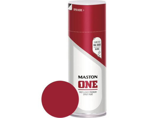 Maston Sprühlack ONE glänzend RAL 3000 feuerrot 400 ml Maston One Lackspray, Flammenrot RAL 3000