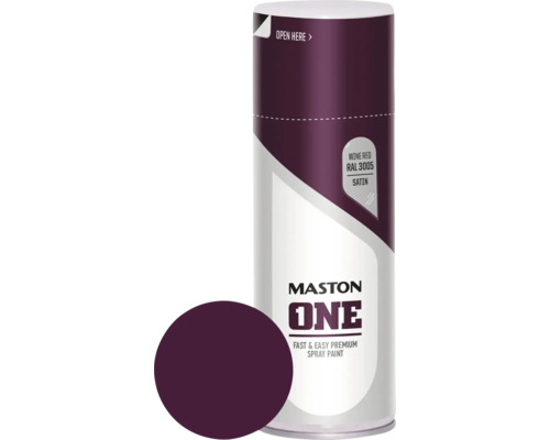 Maston Sprühlack ONE seidenmatt RAL 3005 weinrot 400 ml Mastons One Sprühfarbe Weinfarben RAL 3005