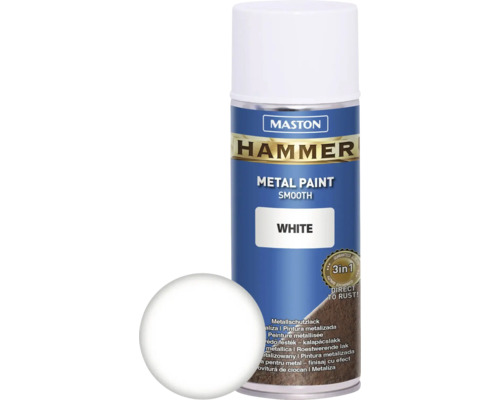 Maston Spray de protection pour métaux Hammer lisse blanc 400 ml Maston Hammer Peinture métal en aérosol