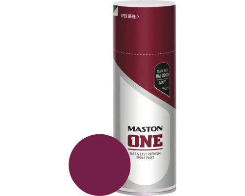 Peinture aérosol Maston ONE mat rouge rubis 400 ml Maston One peinture en aérosol, rouge rubis, RAL 3003